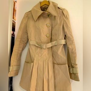 Mackage vintage trench with leather details.